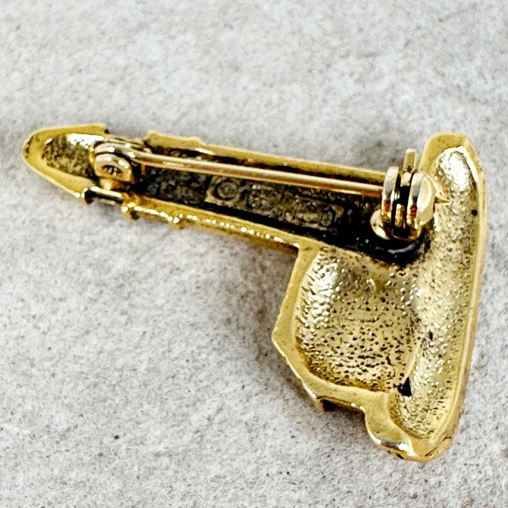 Vintage Signed CAMCO Gold Tone Lighthouse Brooch‎ Pin w/ Rhinestone Light - Picture 5 of 8